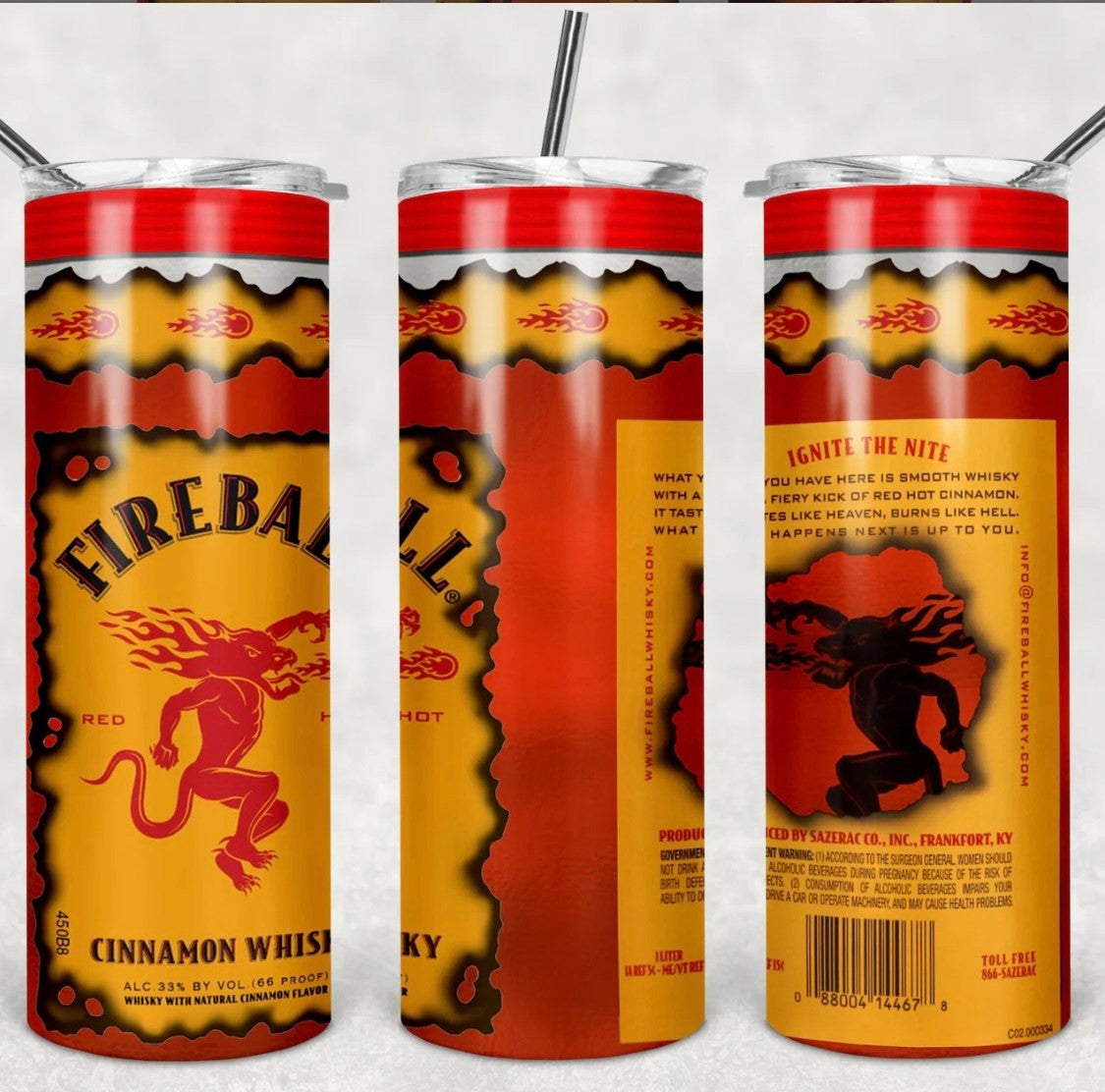 20 oz. Fireball drink tumbler