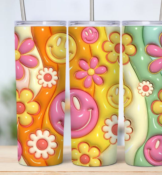Bubbled Smiley happy 20 0z. Tumbler