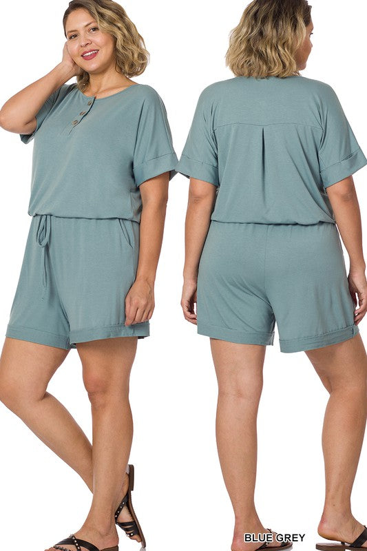 SHORT SLEEVE ROMPER WITH POCKETS
